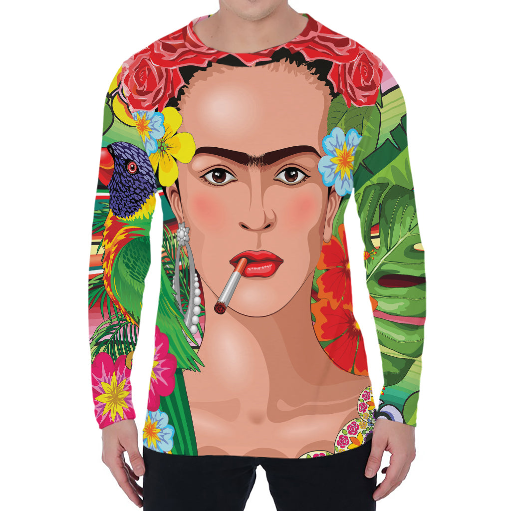 Frida Kahlo Serape Print Men's Long Sleeve T-Shirt