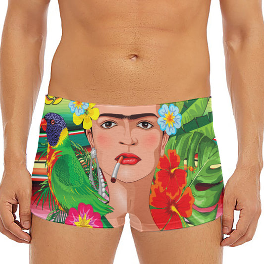 Frida Kahlo Serape Print Men's Short Boxer Briefs