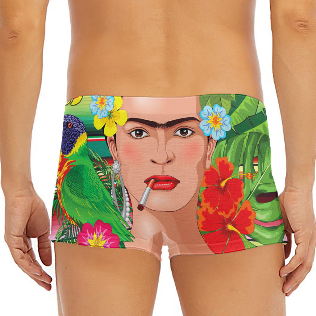 Frida Kahlo Serape Print Men's Short Boxer Briefs