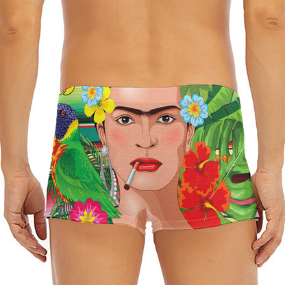 Frida Kahlo Serape Print Men's Short Boxer Briefs