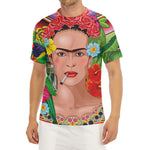 Frida Kahlo Serape Print Men's Short Sleeve Rash Guard