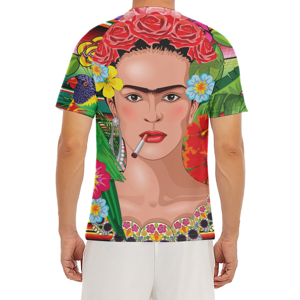 Frida Kahlo Serape Print Men's Short Sleeve Rash Guard