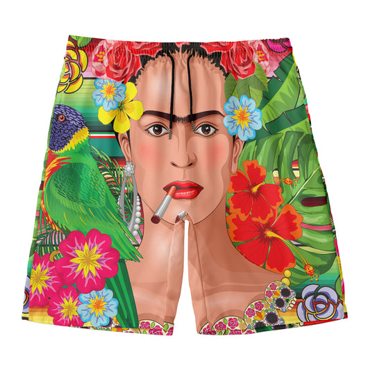 Frida Kahlo Serape Print Men's Swim Trunks