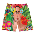 Frida Kahlo Serape Print Men's Swim Trunks