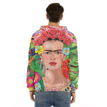 Frida Kahlo Serape Print Men's Velvet Pullover Hoodie