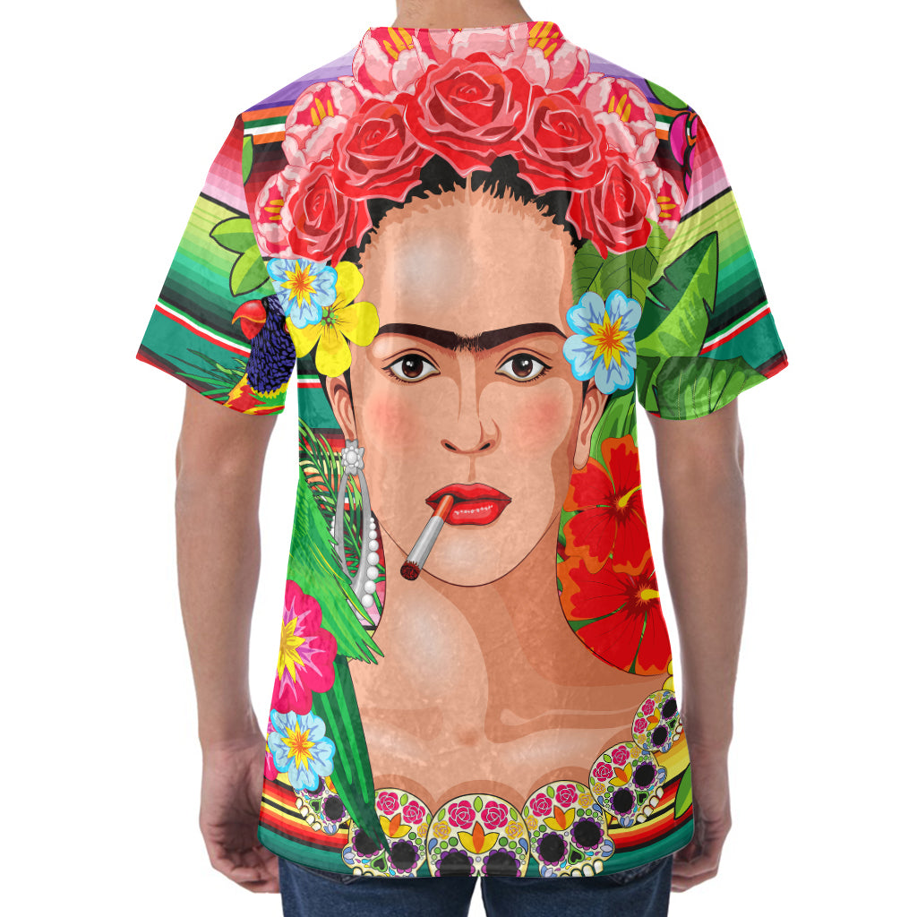 Frida Kahlo Serape Print Men's Velvet T-Shirt