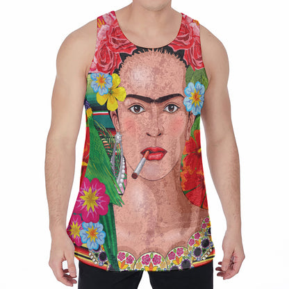 Frida Kahlo Serape Print Men's Velvet Tank Top