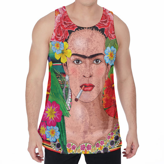 Frida Kahlo Serape Print Men's Velvet Tank Top