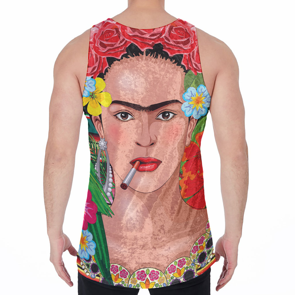 Frida Kahlo Serape Print Men's Velvet Tank Top