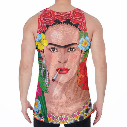 Frida Kahlo Serape Print Men's Velvet Tank Top