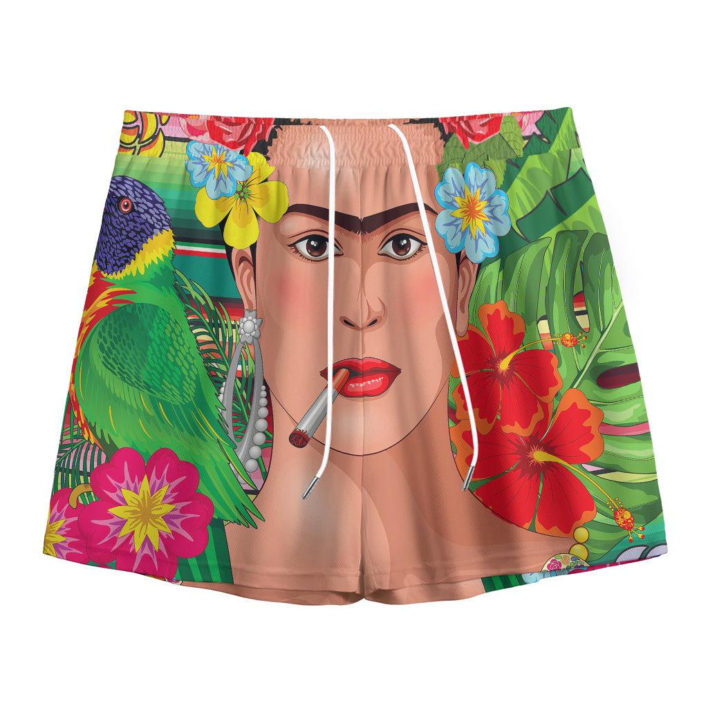 Frida Kahlo Serape Print Mesh Shorts