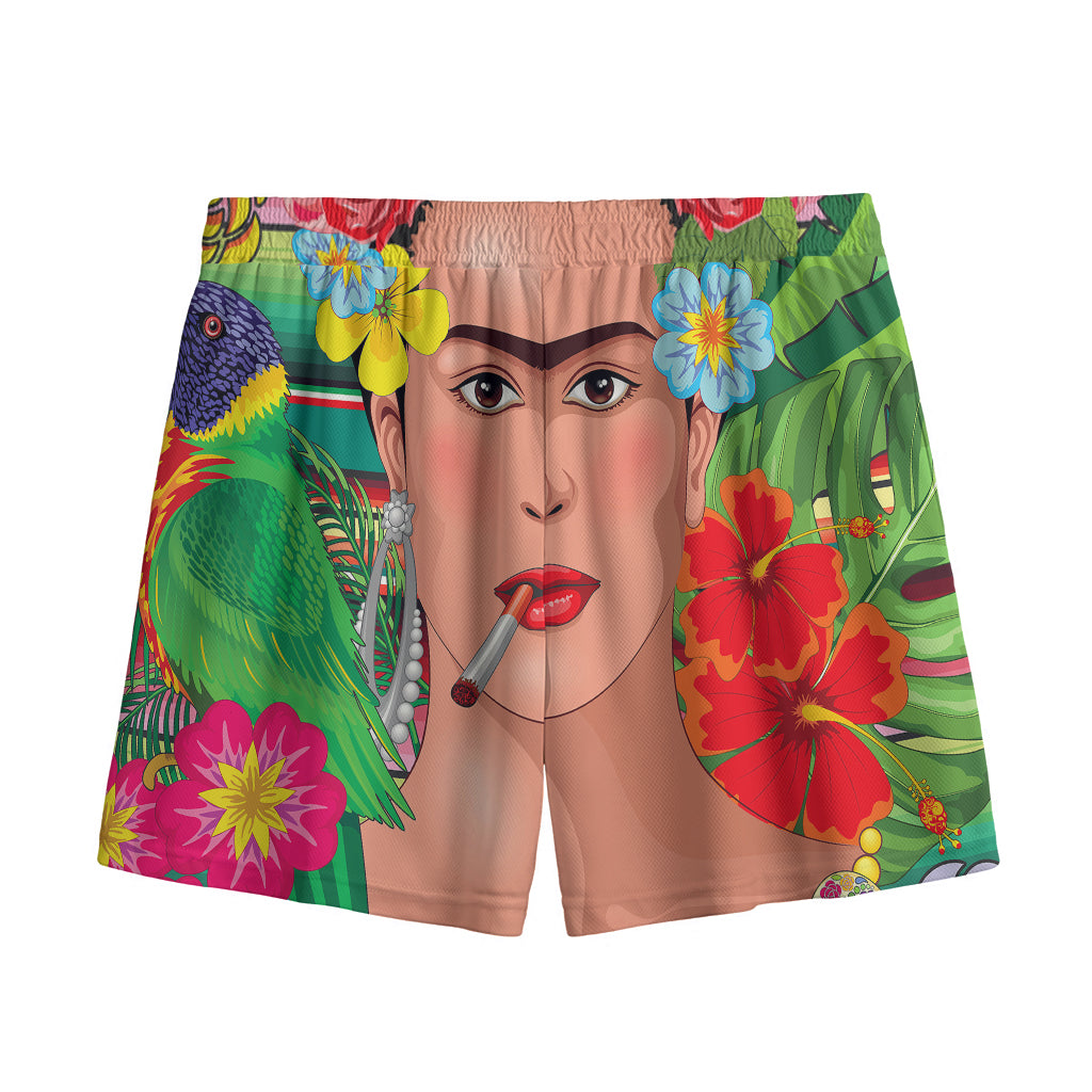 Frida Kahlo Serape Print Mesh Shorts