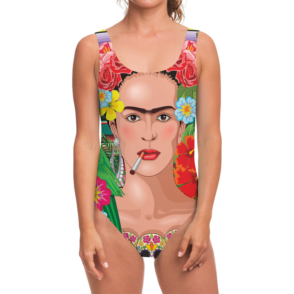 Frida Kahlo Serape Print One Piece Swimsuit