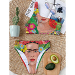Frida Kahlo Serape Print One Shoulder Bikini Top