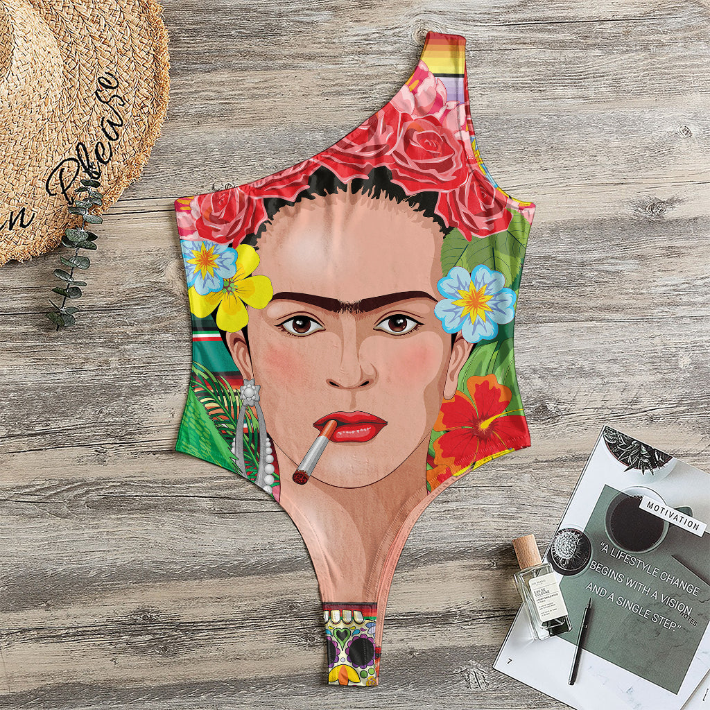 Frida Kahlo Serape Print One Shoulder Bodysuit