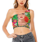 Frida Kahlo Serape Print One Shoulder Crop Top