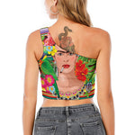 Frida Kahlo Serape Print One Shoulder Crop Top