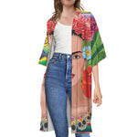 Frida Kahlo Serape Print Open Front Beach Cover Up