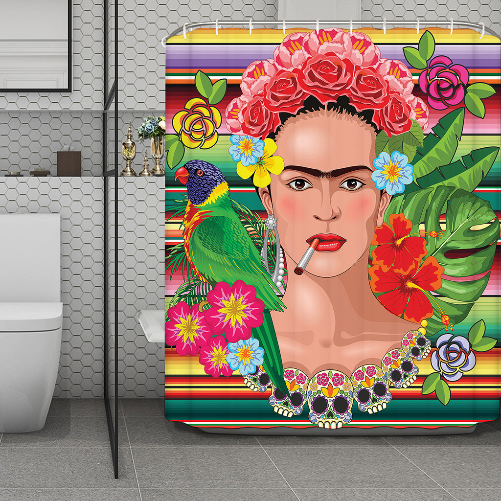 Frida Kahlo Serape Print Polyester Shower Curtain