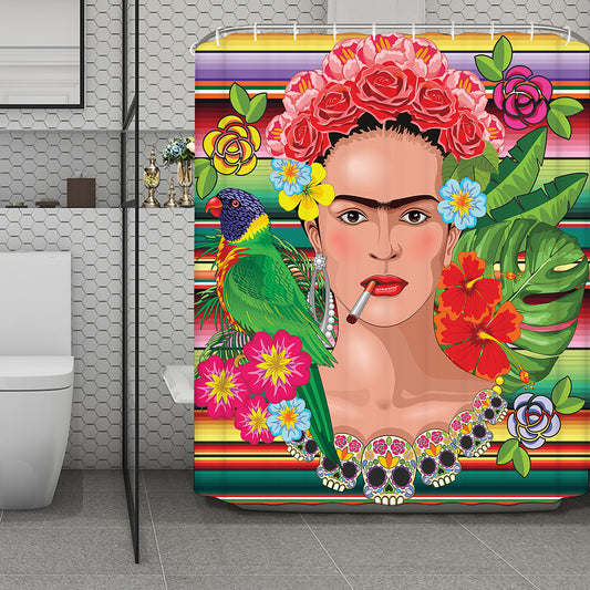 Frida Kahlo Serape Print Polyester Shower Curtain