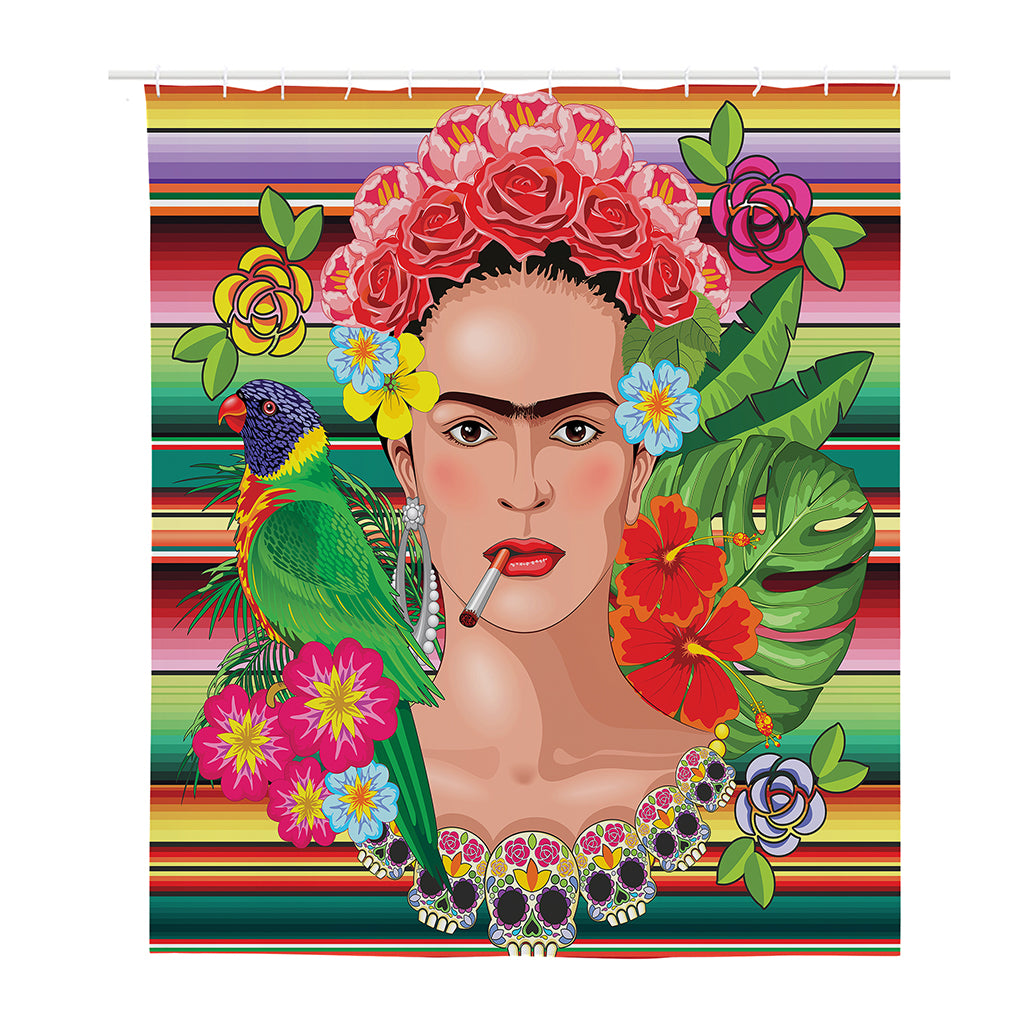 Frida Kahlo Serape Print Polyester Shower Curtain