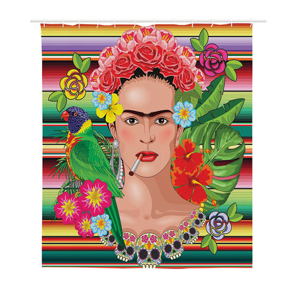 Frida Kahlo Serape Print Polyester Shower Curtain