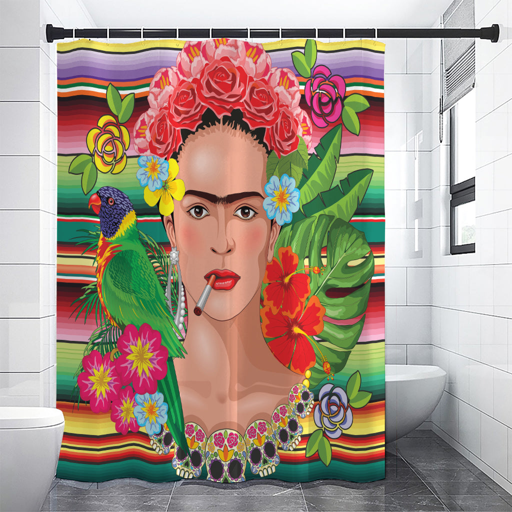 Frida Kahlo Serape Print Premium Shower Curtain
