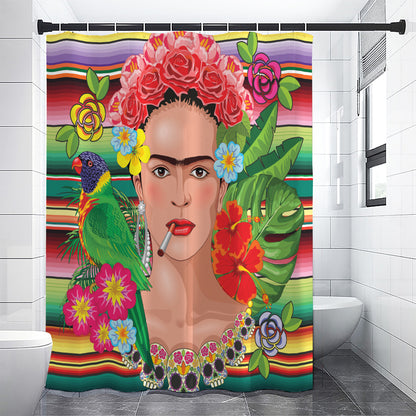 Frida Kahlo Serape Print Premium Shower Curtain