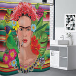 Frida Kahlo Serape Print Premium Shower Curtain