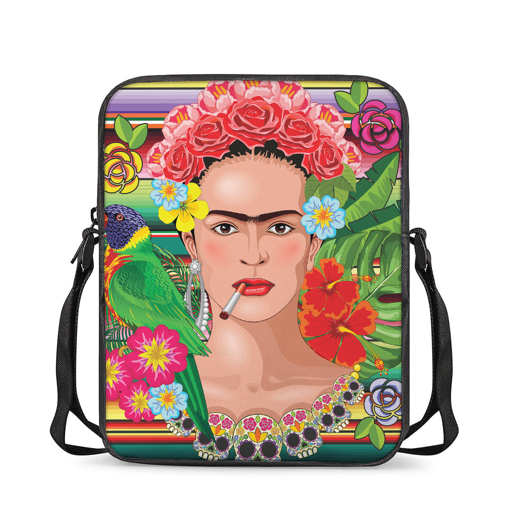 Frida Kahlo Serape Print Rectangular Crossbody Bag