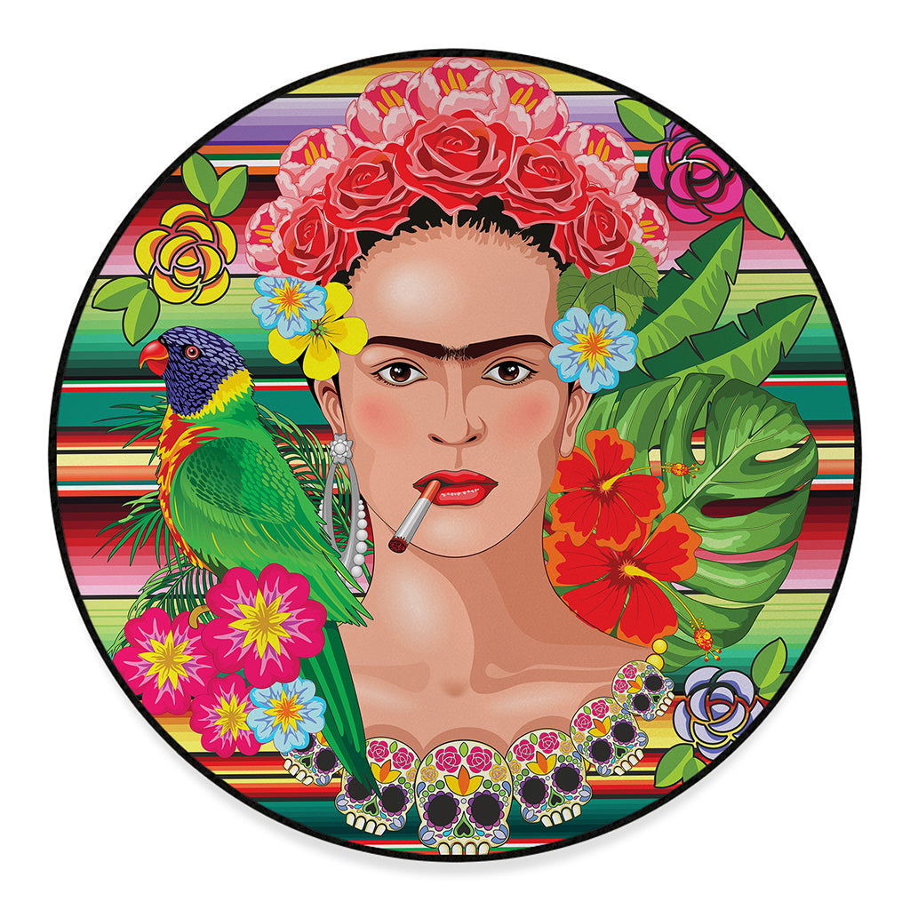 Frida Kahlo Serape Print Round Floor Mat