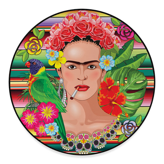 Frida Kahlo Serape Print Round Floor Mat