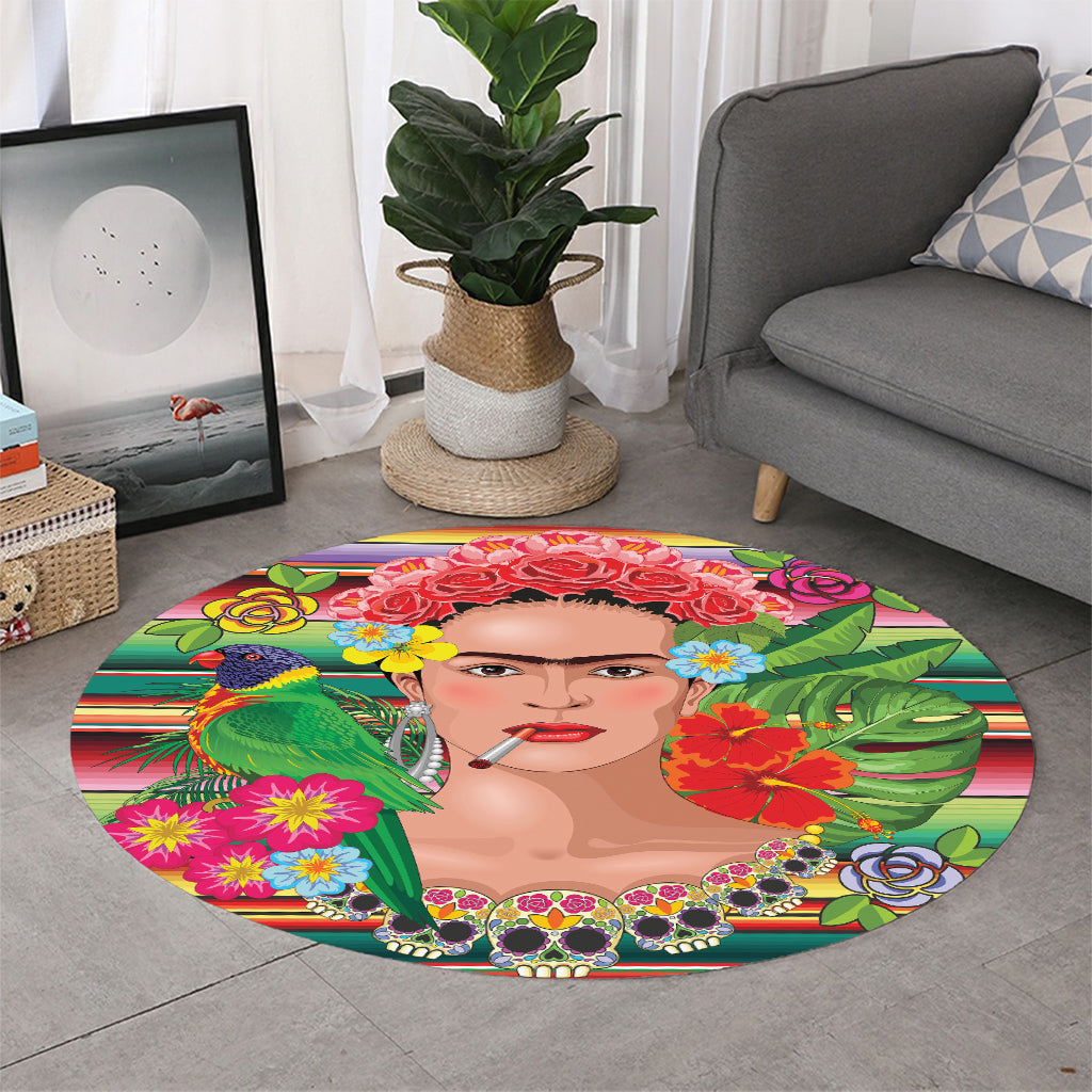 Frida Kahlo Serape Print Round Rug