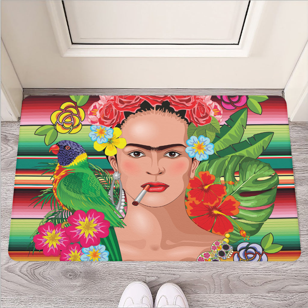 Frida Kahlo Serape Print Rubber Doormat