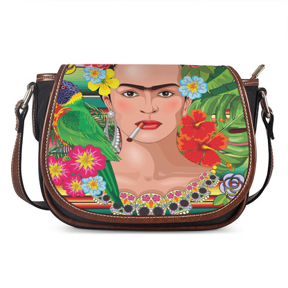 Frida Kahlo Serape Print Saddle Bag