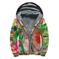 Frida Kahlo Serape Print Sherpa Lined Zip Up Hoodie