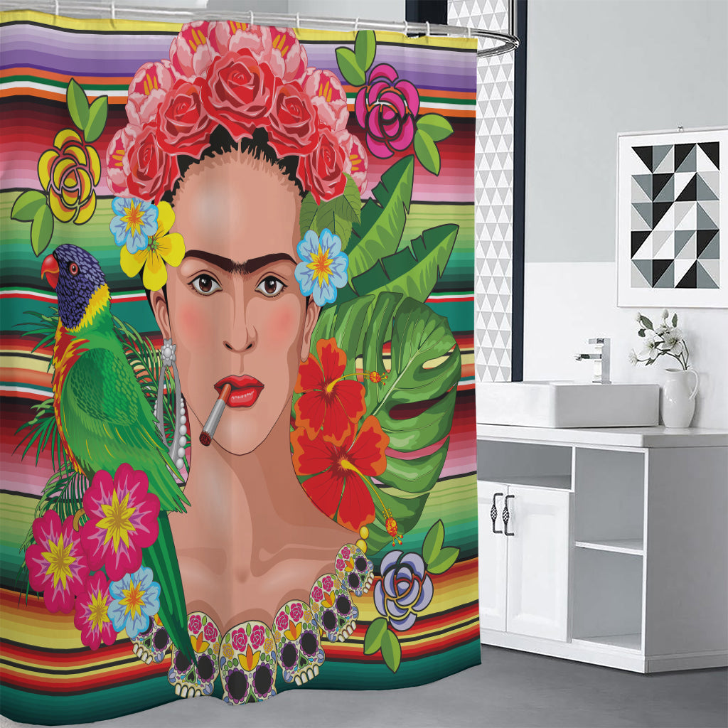 Frida Kahlo Serape Print Shower Curtain