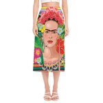 Frida Kahlo Serape Print Side Slit Midi Skirt
