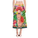 Frida Kahlo Serape Print Side Slit Midi Skirt