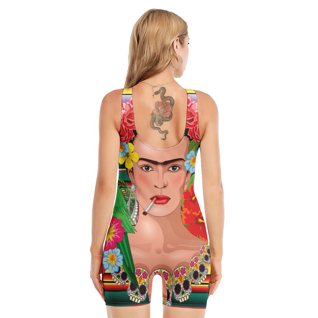 Frida Kahlo Serape Print Sleeveless One Piece Swimsuit