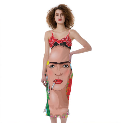 Frida Kahlo Serape Print Slim Fit Midi Cami Dress