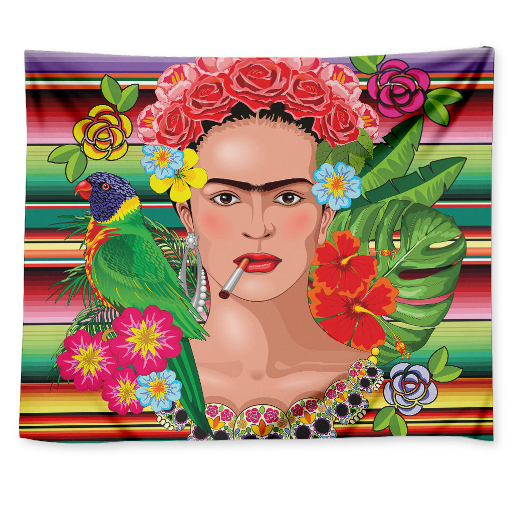 Frida Kahlo Serape Print Tapestry