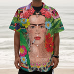 Frida Kahlo Serape Print Textured Short Sleeve Shirt