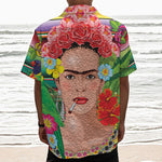 Frida Kahlo Serape Print Textured Short Sleeve Shirt