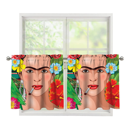 Frida Kahlo Serape Print Tier Curtains