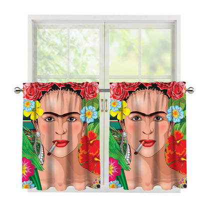 Frida Kahlo Serape Print Tier Curtains