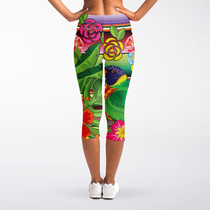 Frida Kahlo Serape Print Women's Capri Leggings