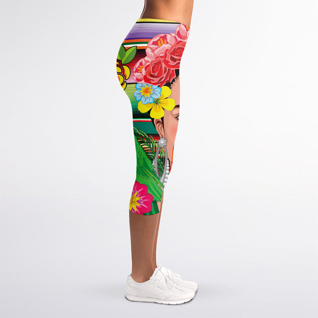 Frida Kahlo Serape Print Women's Capri Leggings