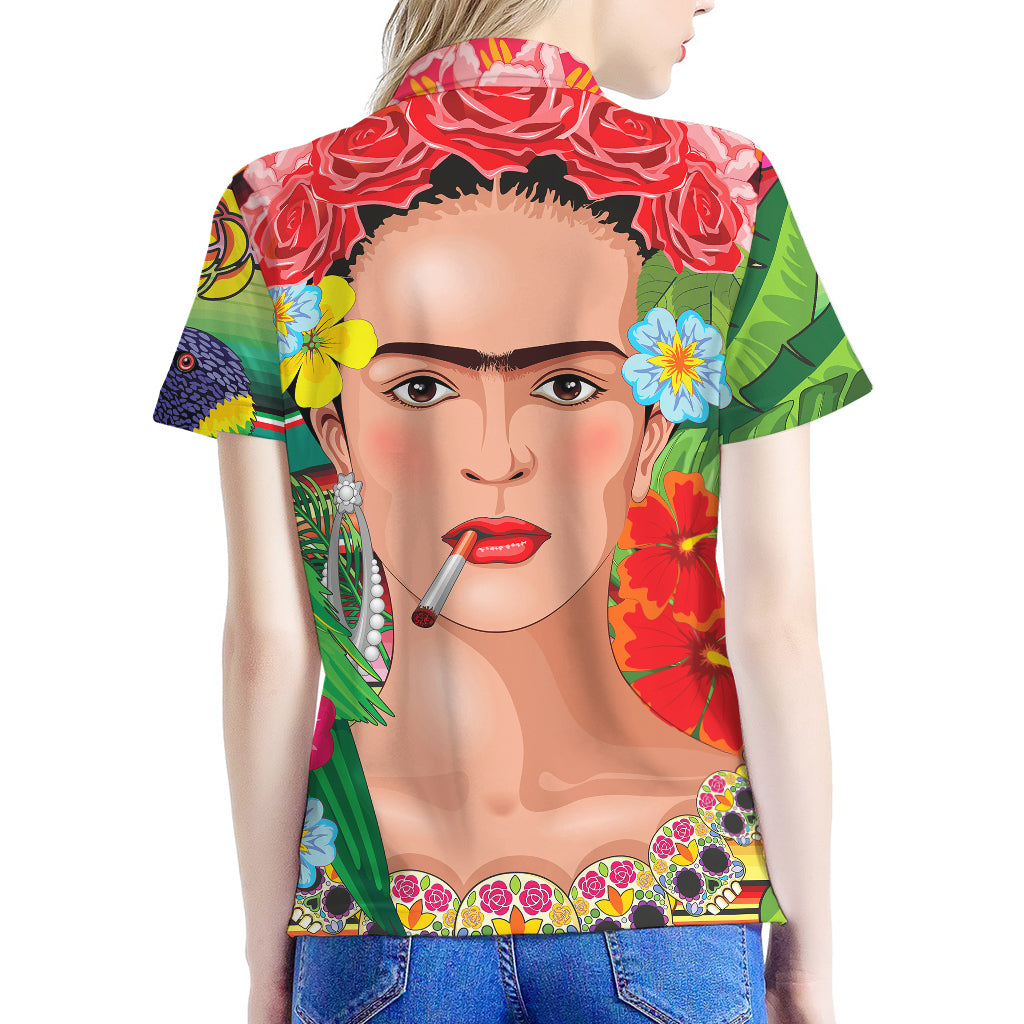 Frida Kahlo Serape Print Women's Polo Shirt