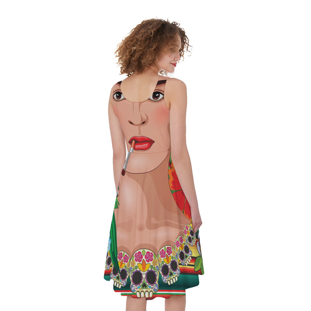 Frida Kahlo Serape Print Women's Sleeveless Dress